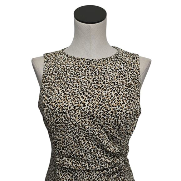 J McLaughlin Sleeveless Ruched Animal Print Sheath Dress Size 4 Fitted Preppy - Picture 8 of 9